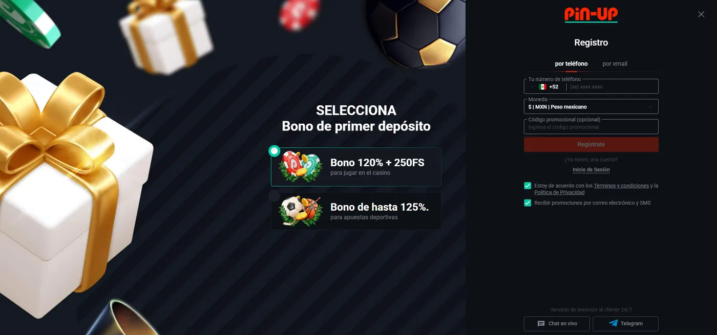 Registro y acceso a Pin Up Casino online